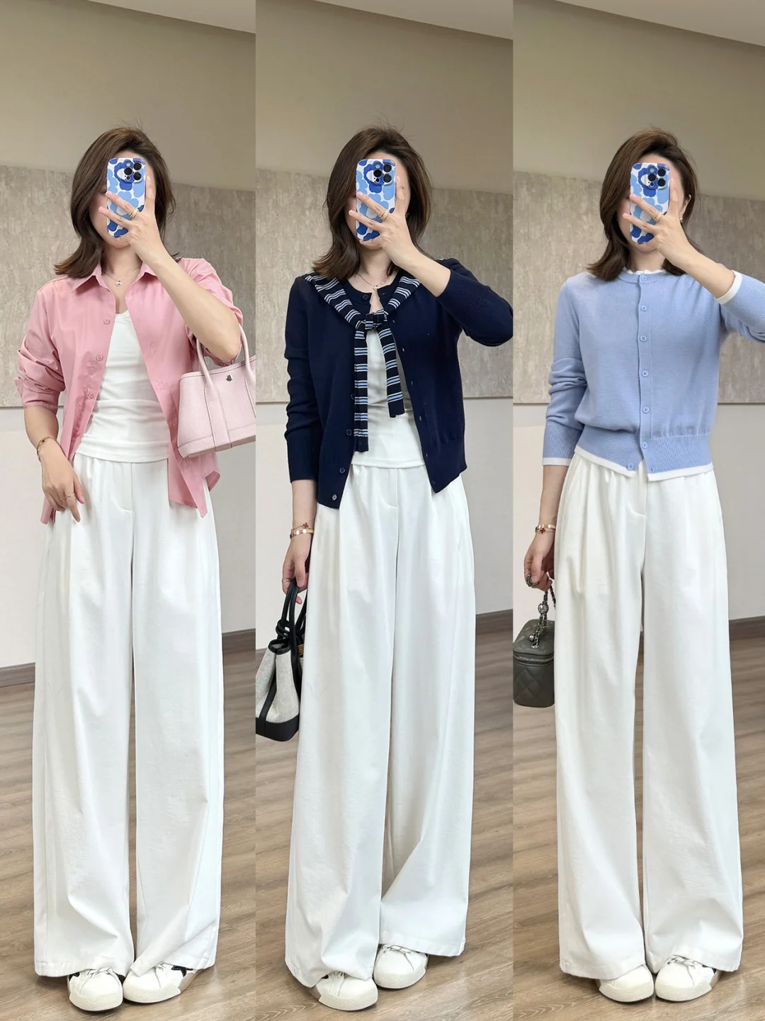 白色阔腿裤显瘦穿搭，解锁春日氛围感~