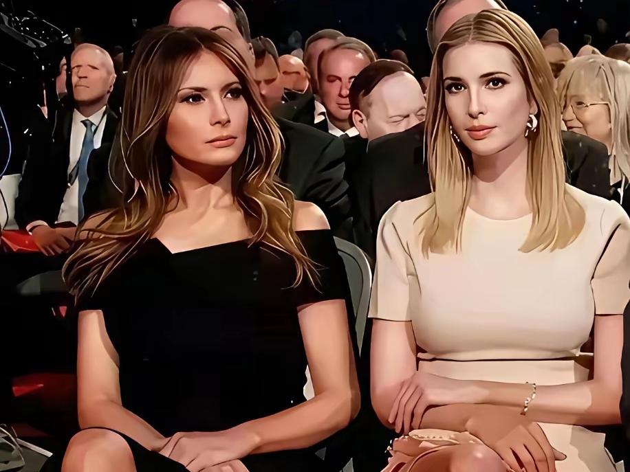 这相差了十几岁的“母女”，关系看起来还挺和谐！
伊万卡与继母梅拉尼娅，两人的颜值