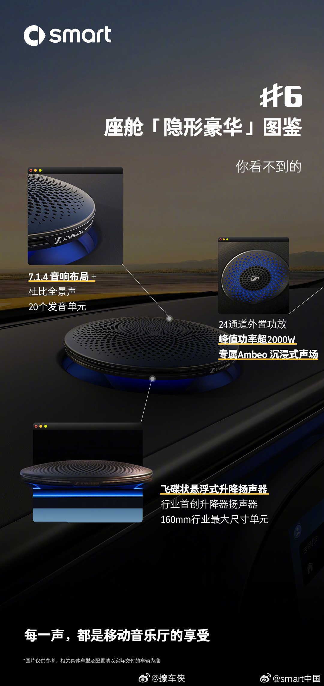 smart精灵6号内饰曝光了，不聊续航不拼价格，就聊审美和仪式感。零压运动座椅加