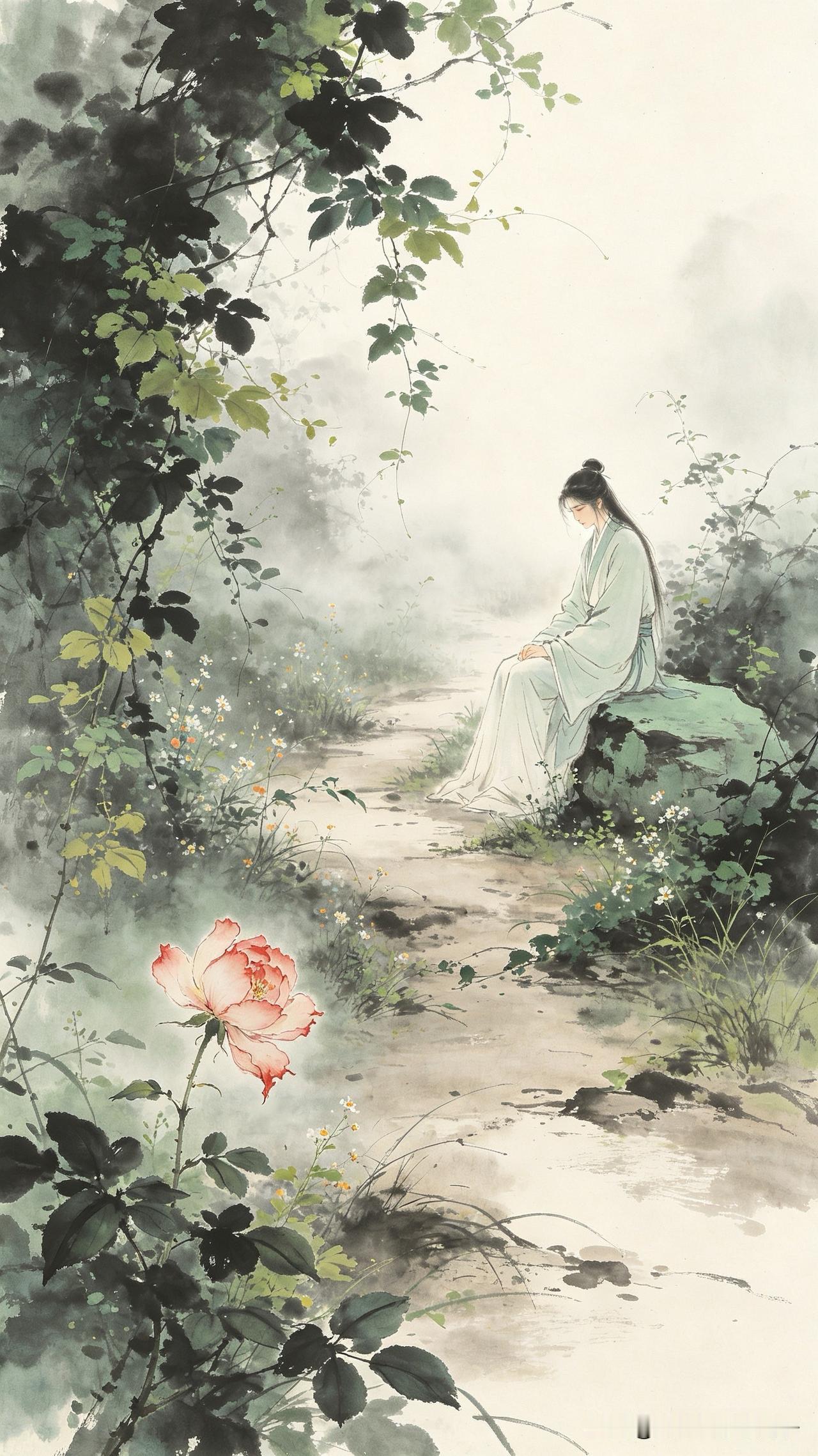 幽深小径少人来，
一朵残花寂寞开。
纵有芳菲谁得见，
     
…………请师友