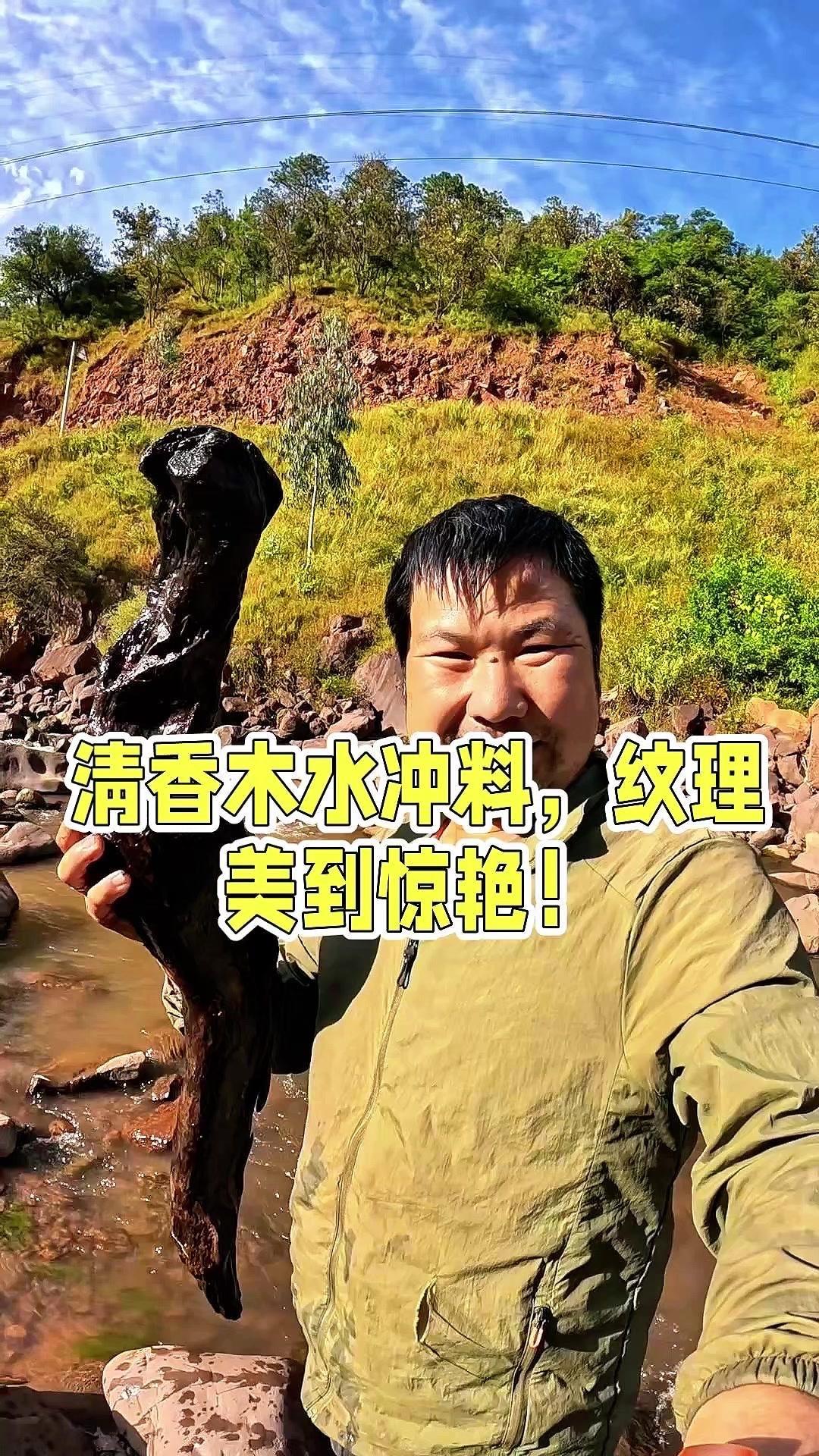 河边捡到宝了！今天在河里发现根清香木水冲料，一看就是好东西。

这根料在河里泡了