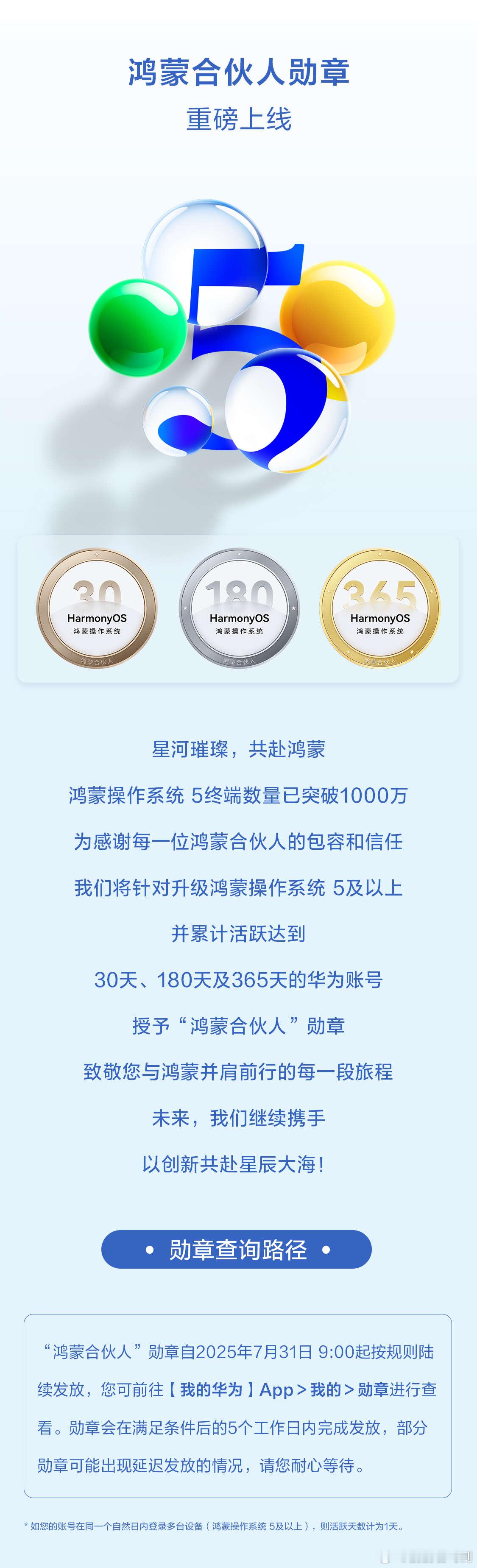 鸿蒙合伙人勋章重磅上线！即刻点亮勋章，共享生态荣光！晒一下你的鸿蒙勋章吧～[酷]