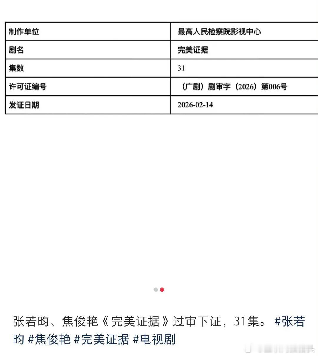 🍉张若昀、焦俊艳《完美证据》过审下证这部刑侦剧积压6年多了 