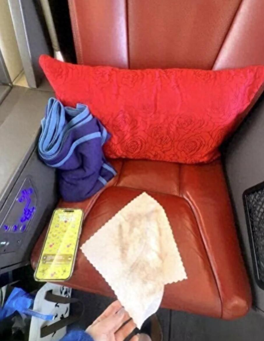 “这就是脏！”一女子乘高铁花高价买了一张商务座，本以为座椅是皮质沙发的，会更卫生
