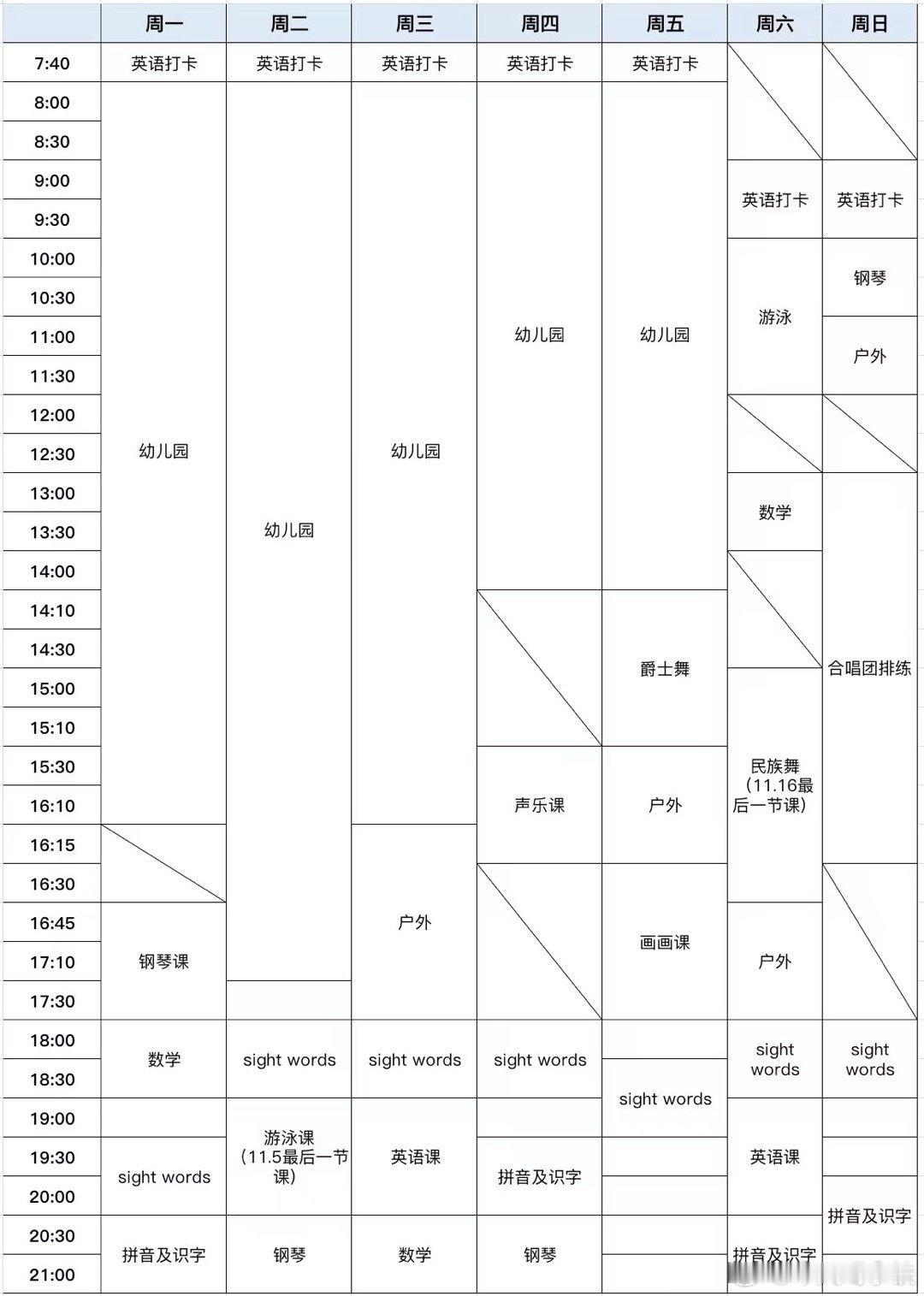#咕噜上学记# 每周咕噜的日程表都在动态调整着。上周我说过我们未必每天要学习掉所