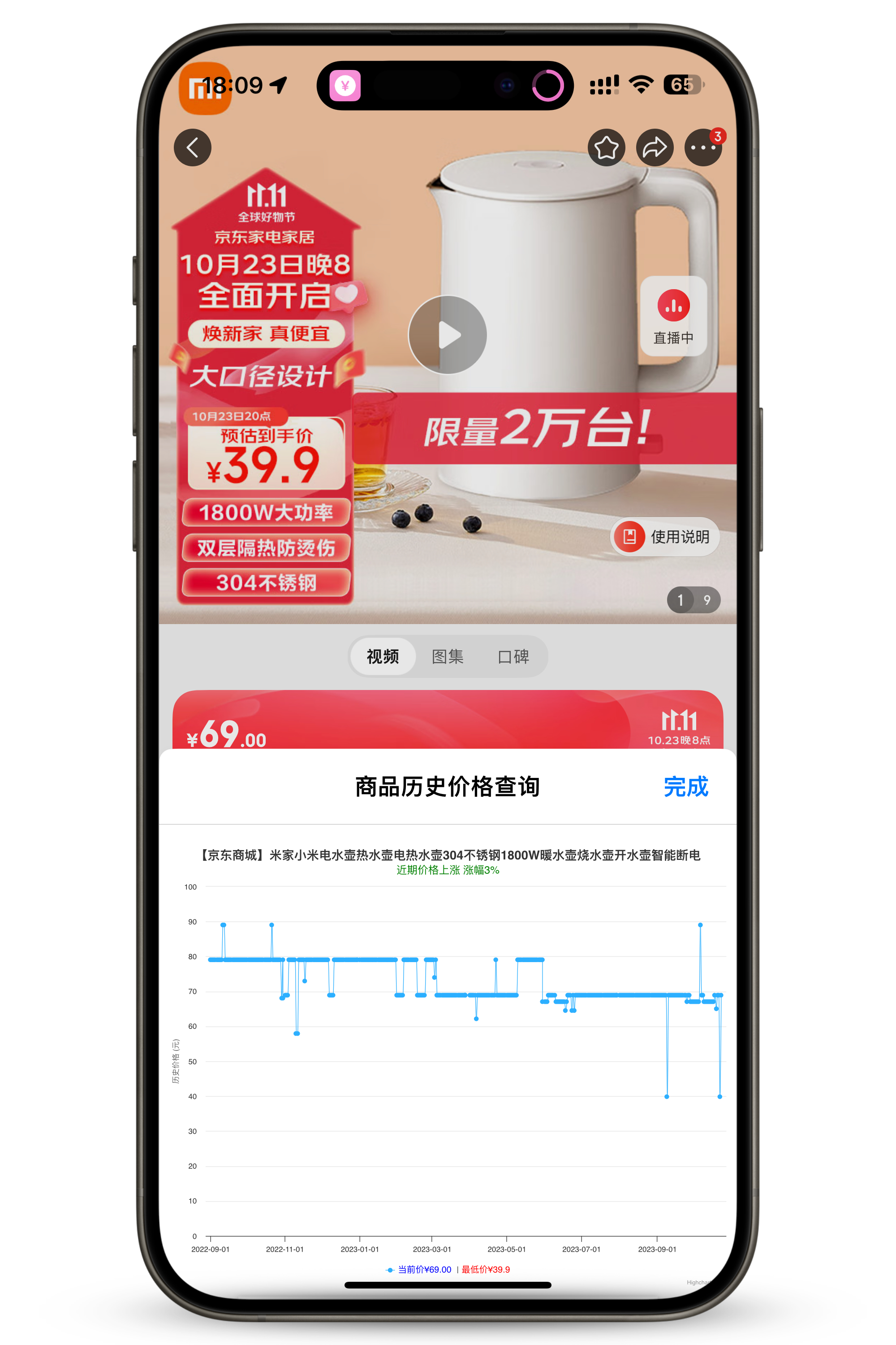 兄弟们！等会晚上8点无脑冲米家热水壶 39.9 包邮，限量两万个应该很好抢。