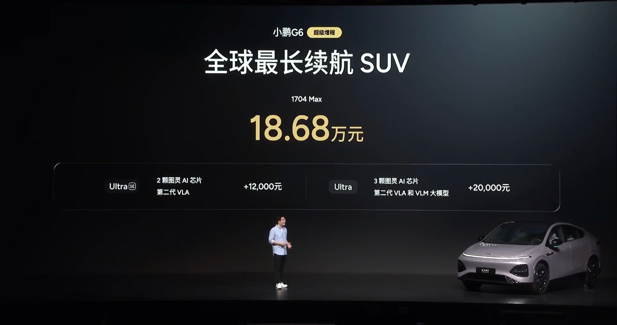 小鹏G6超级增程六项全能一步到位小鹏G6超级增程，综合续航1704公里，纯电续航