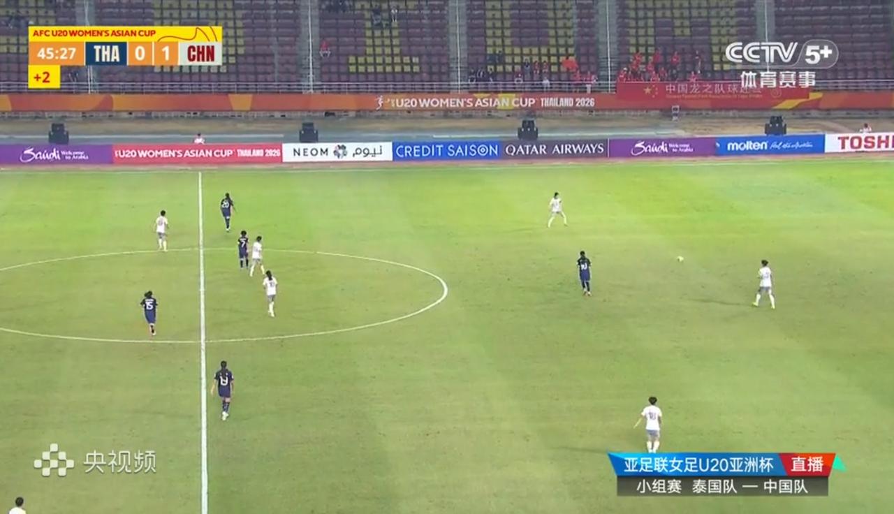 半场1：0！∪20女足领先泰国队！这完全不能真实反映上半场的情况！
中国女足完全