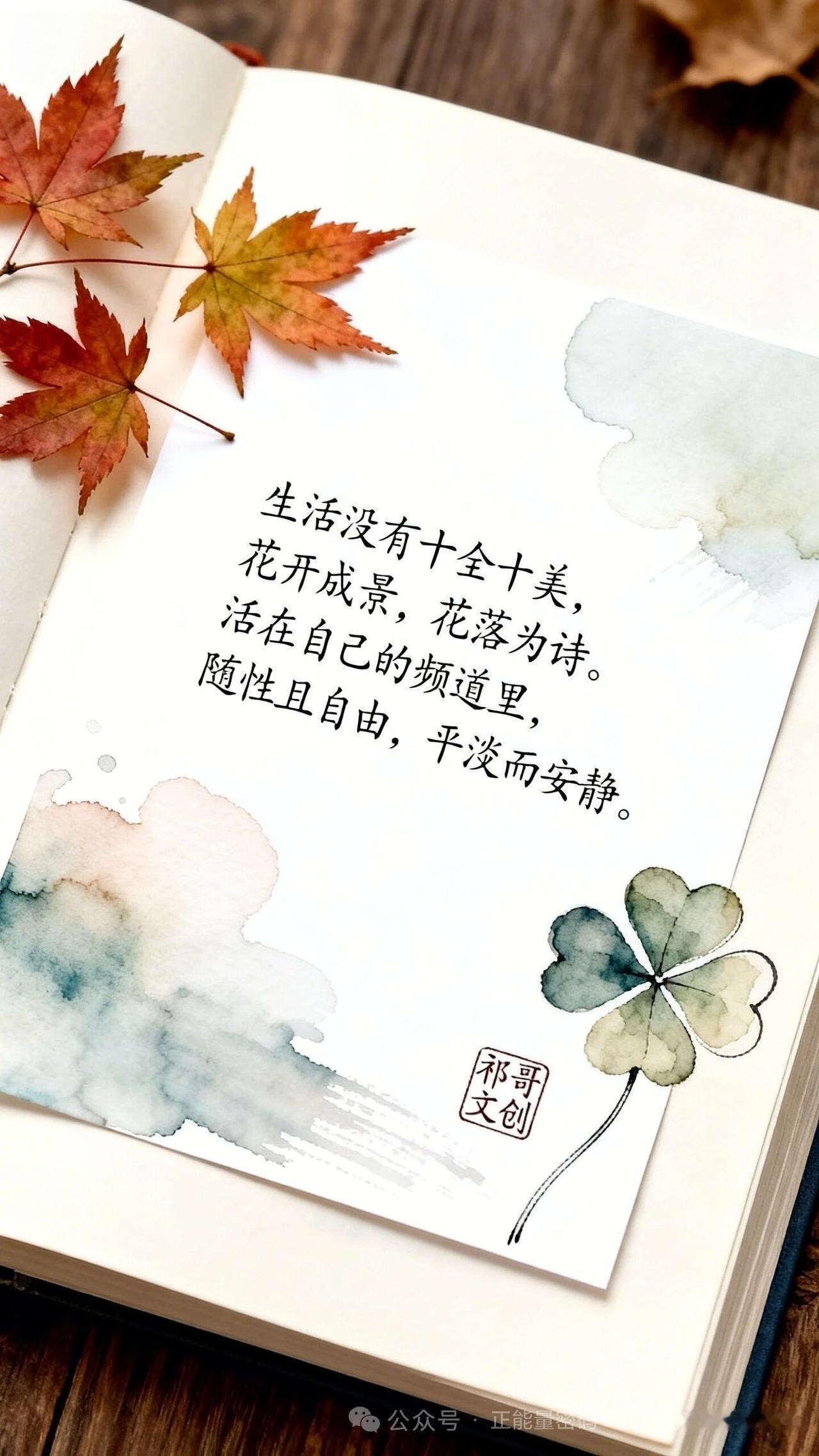 今天学到的金句分享今天学到的金句：生活没有十全十美，花开成景，花落为诗，活在自己