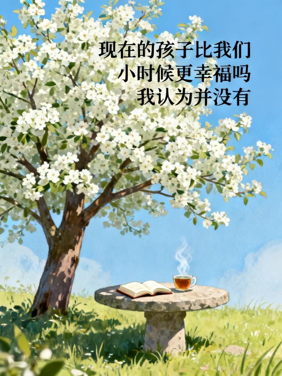 我觉得现在的孩子并不比我们小时候更幸福。我们小时候，一本《新华字典》全班传着看，