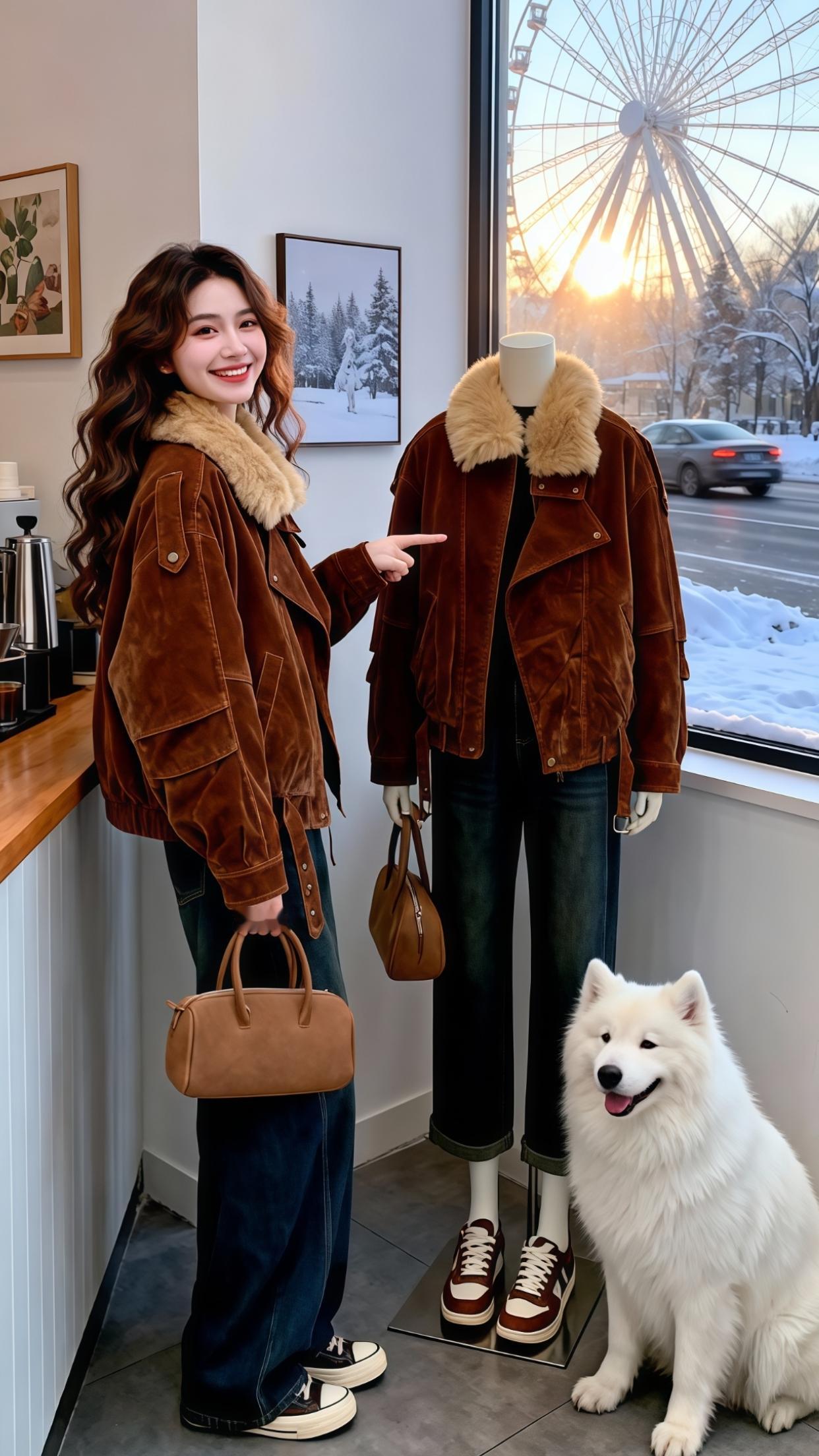 韩系穿搭 复古穿搭 复古工装风外套 气质穿搭 气质女神穿搭