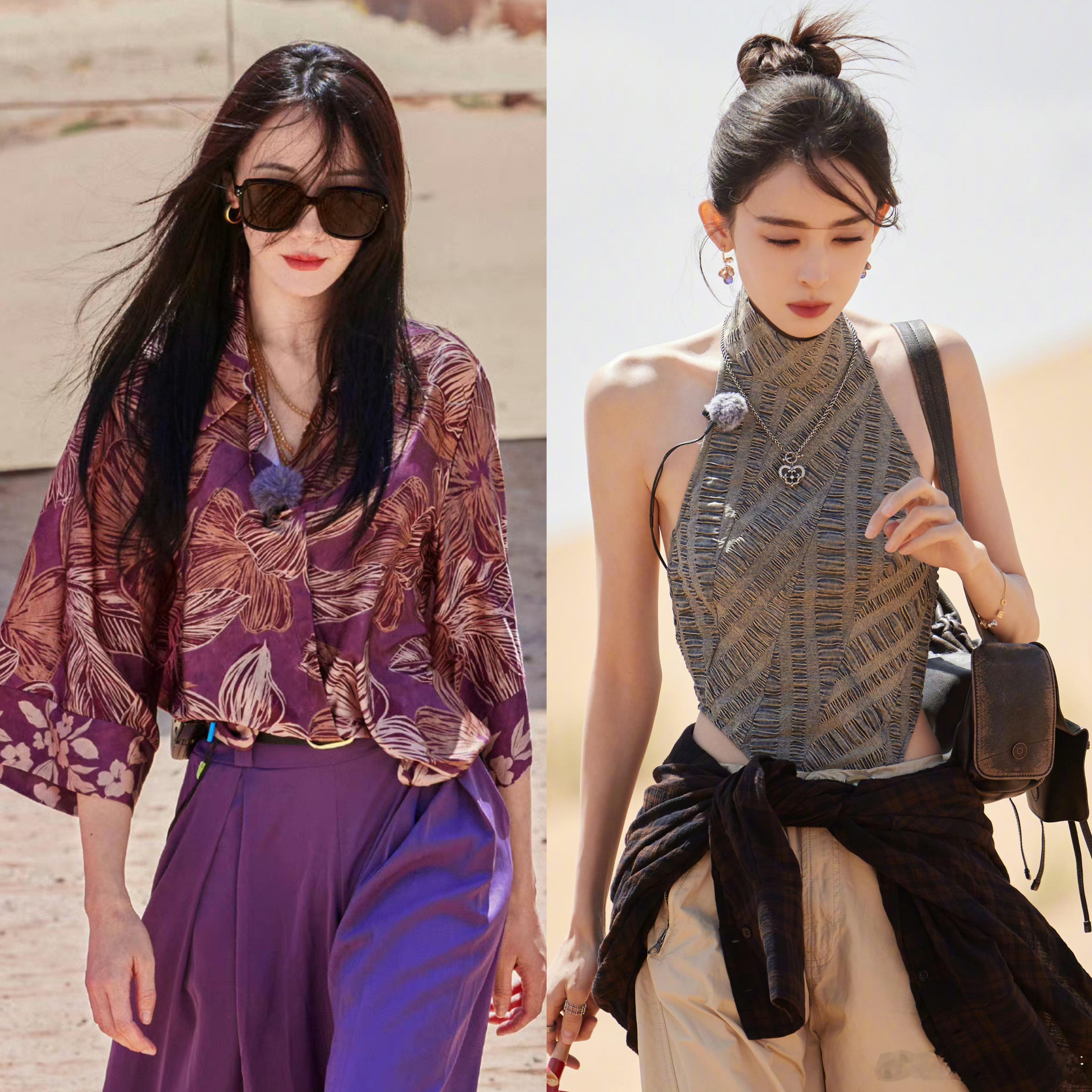 娜扎沙漠大片VS热巴沙漠大片，个人感觉颜值衣品这块还是那扎好看 [嘻嘻]我不敢相