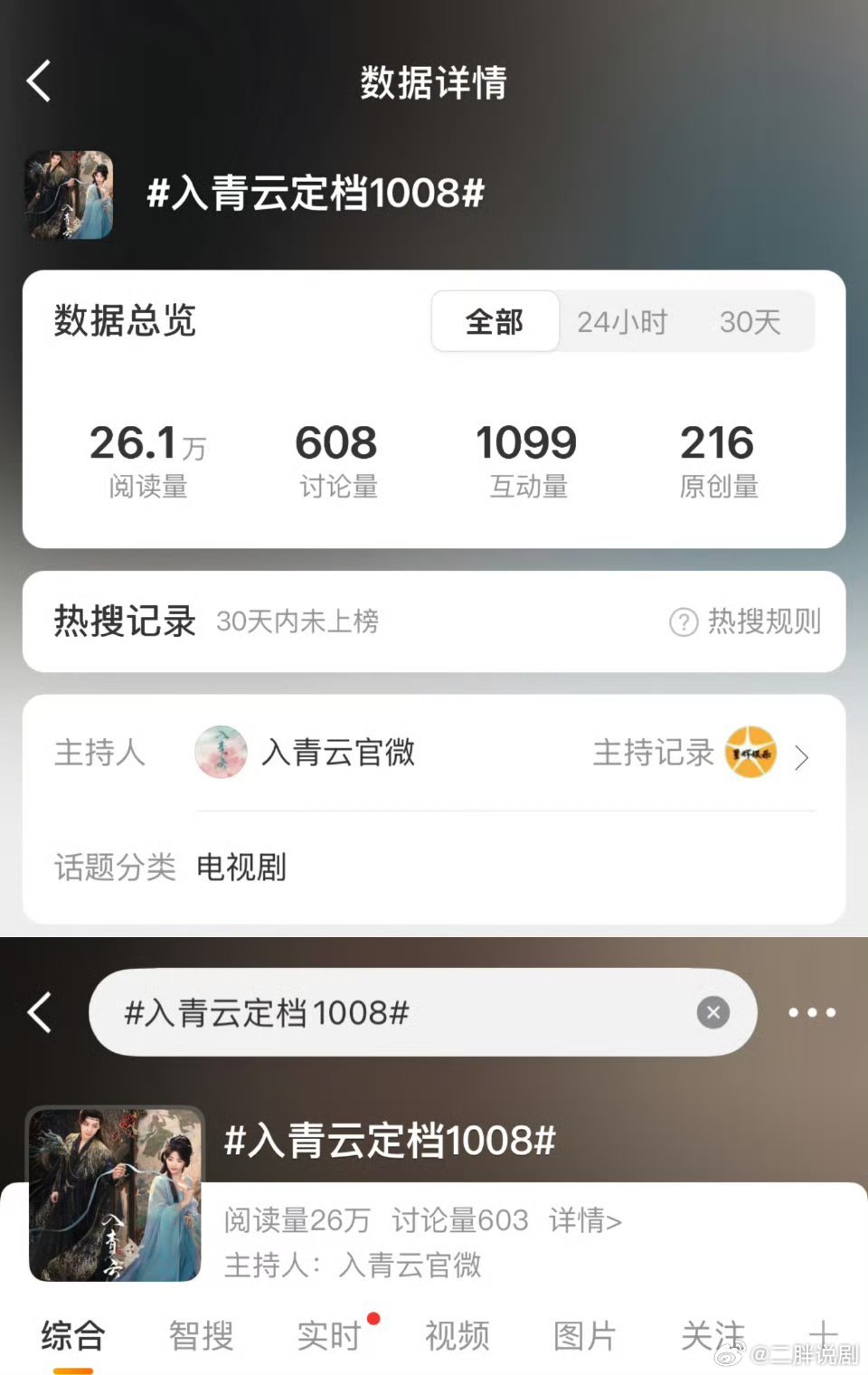 【二胖发布】入青云定档1008侯明昊、卢昱晓主演的《入青云》明天定档10月8日优