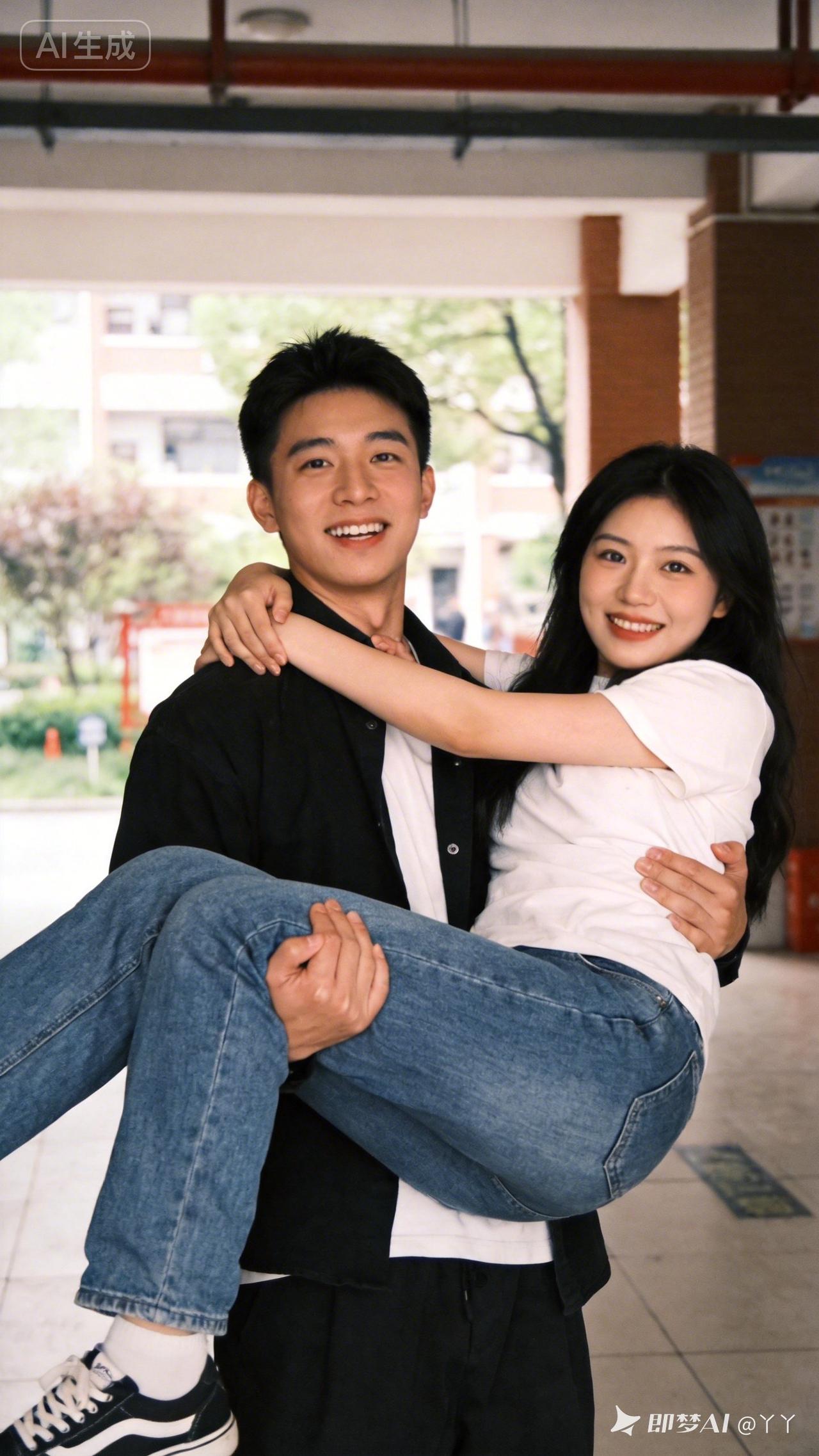 甜蜜瞬间！校园里的浪漫拥抱💕