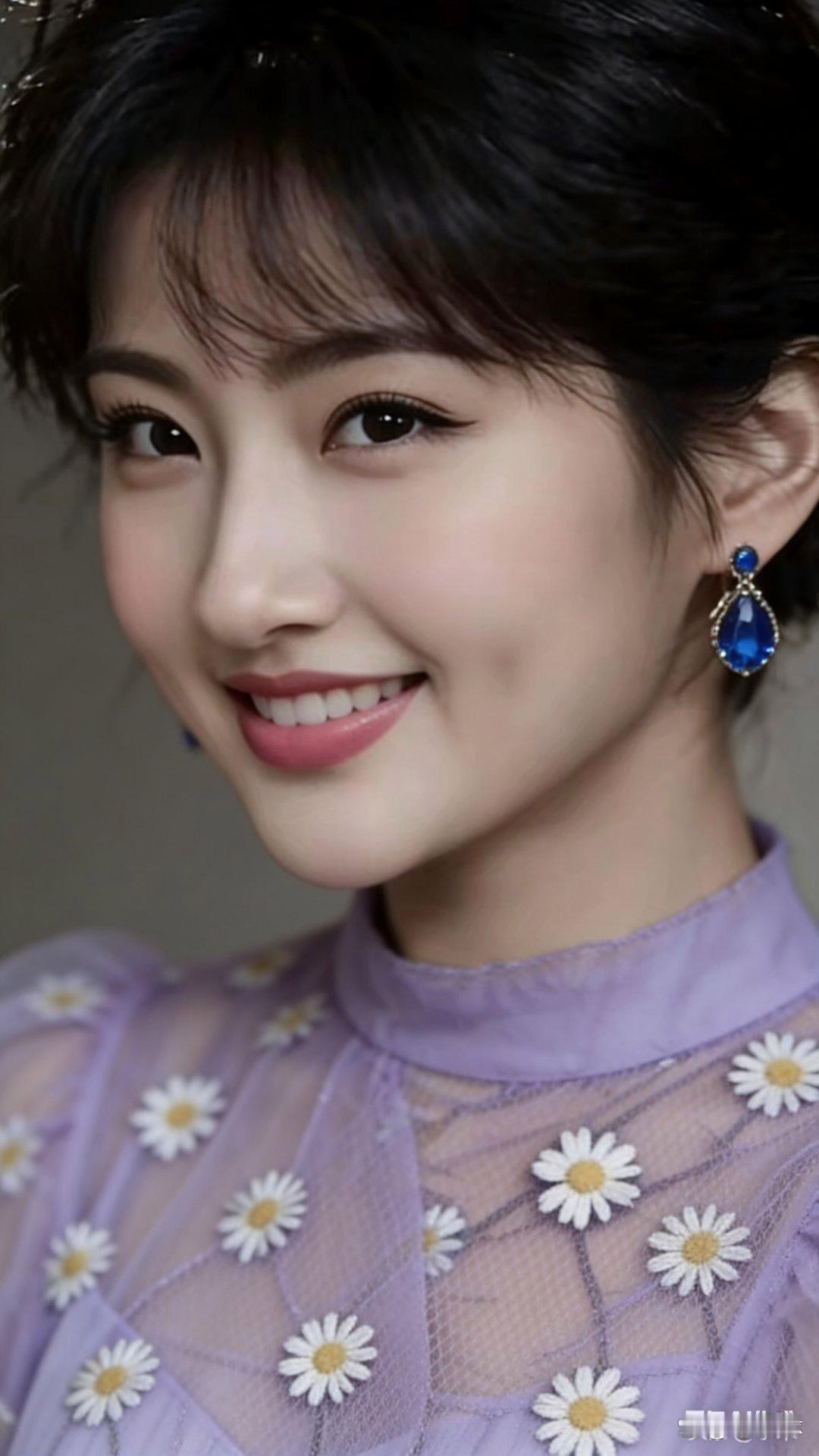 温柔甜美的蓝宝石耳环，搭配紫色花朵刺绣，优雅动人！💎🌸😊