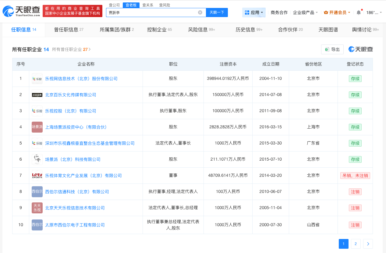 #贾跃亭商业版图#【#贾跃亭关联多家公司已注销##贾跃亭版图涉多个领域#】据媒体