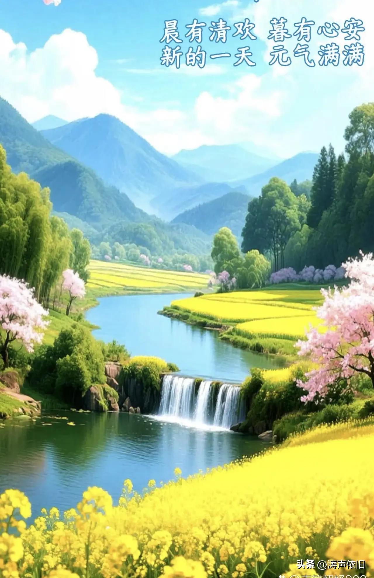 《浣溪沙·真情相伴》
 
携手征途景万千，
互牵心意胜清欢。
平生惦念结情缘。