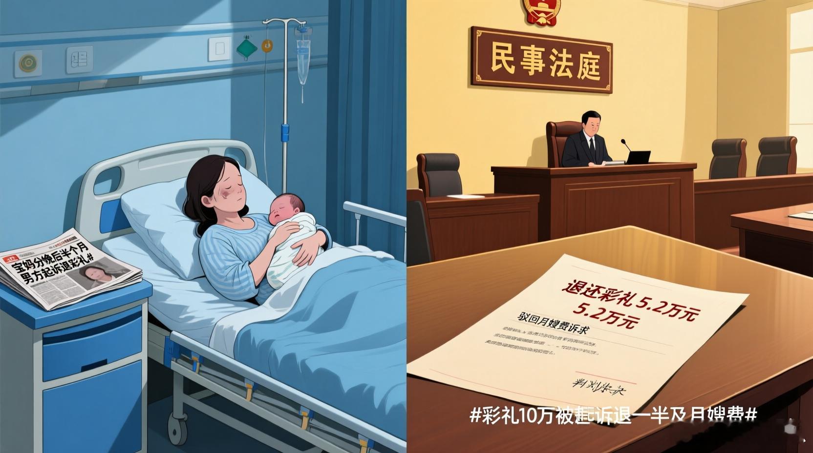 安徽女子李捷刚生完孩子半个月，就收到丈夫陈明的传票。两人办了酒席但没领证，男方要