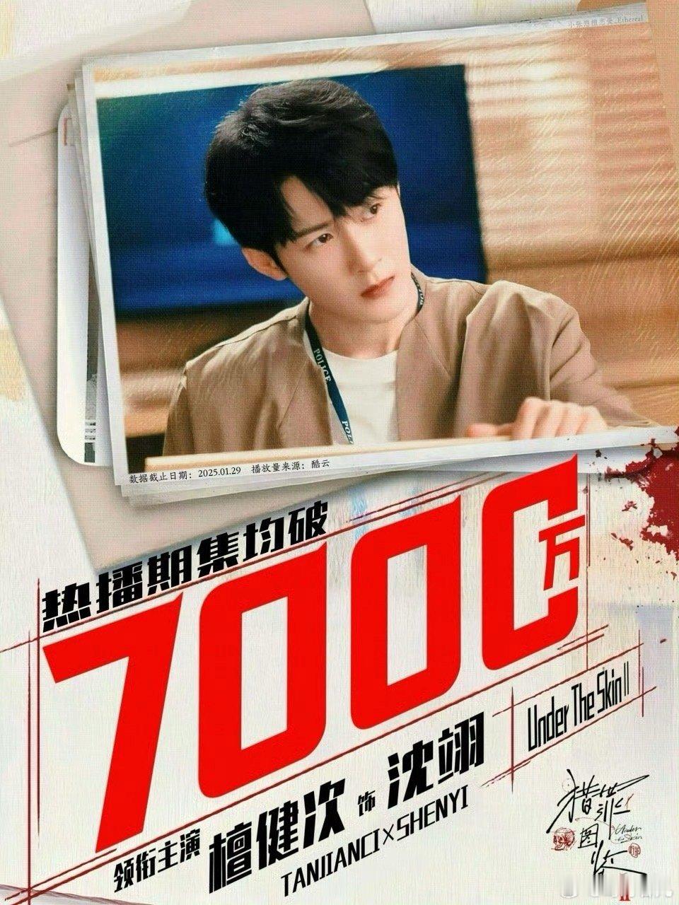 猎罪图鉴2集均播放量破7000万 牛逼！！！！檀健次牛逼！檀丝牛逼！观众们牛逼！