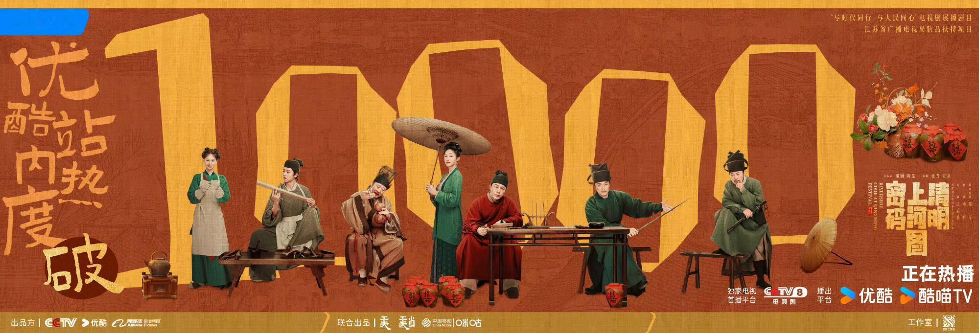 清明上河图密码热度破万  张颂文 白百何《清明上河图密码》开播第五天优酷站内热度