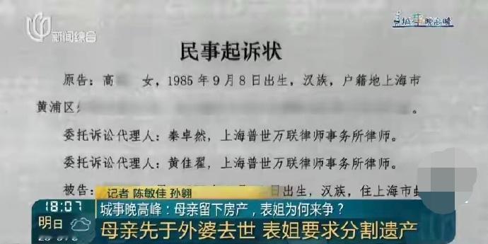 独子继承房产被表姐跳出来起诉争夺，表姐是个聪明人，但干的不是人事

高先生母亲过