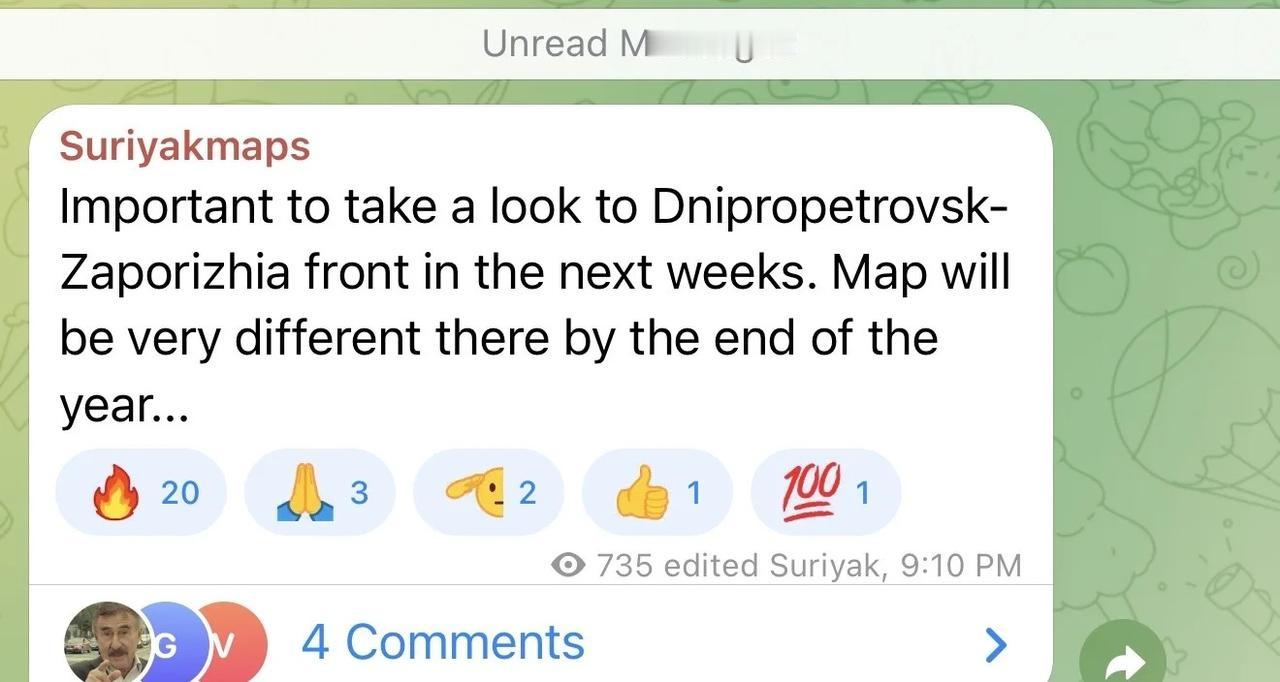 Suriyak“宣布”冬季攻势方向
正文如下：
未来几周，密切关注第聂伯罗彼得罗