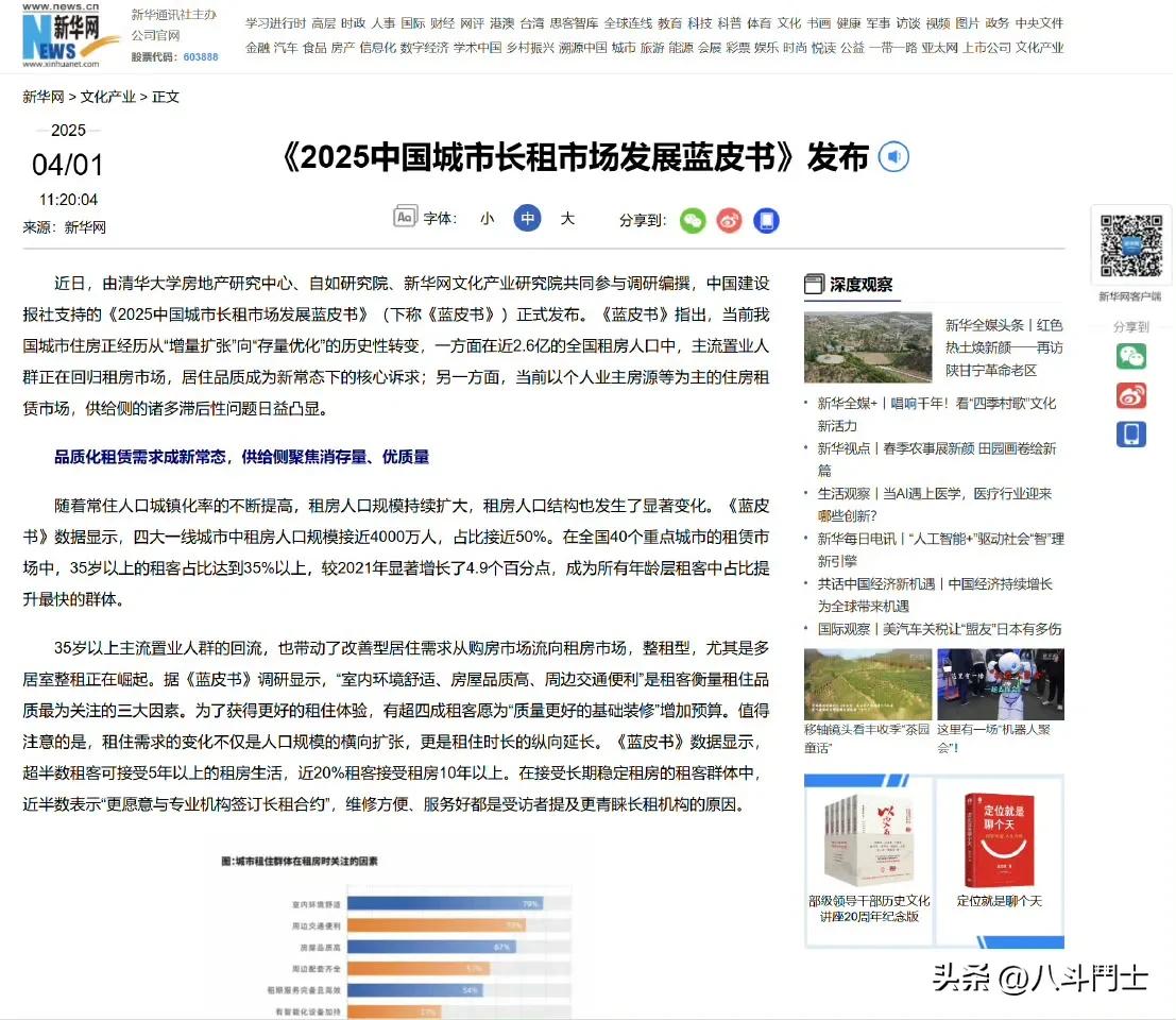 近日《2025中国城市长租市场发展蓝皮书》发布，根据数据显示，北上广深四大一线城