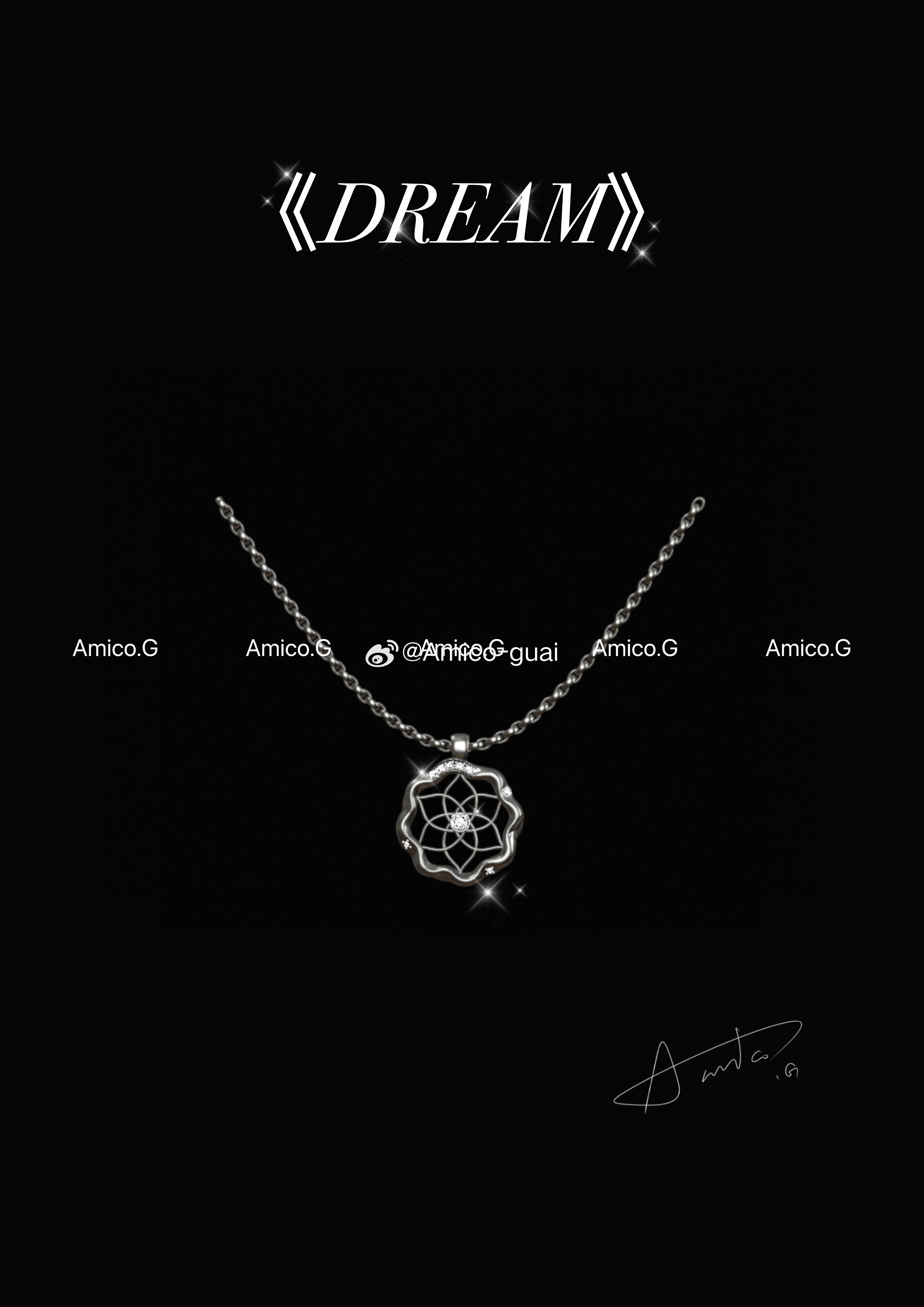 以梦为马，不负韶华～帮友友设计了款《DREAM》项链～珠宝设计设计师日常项链  
