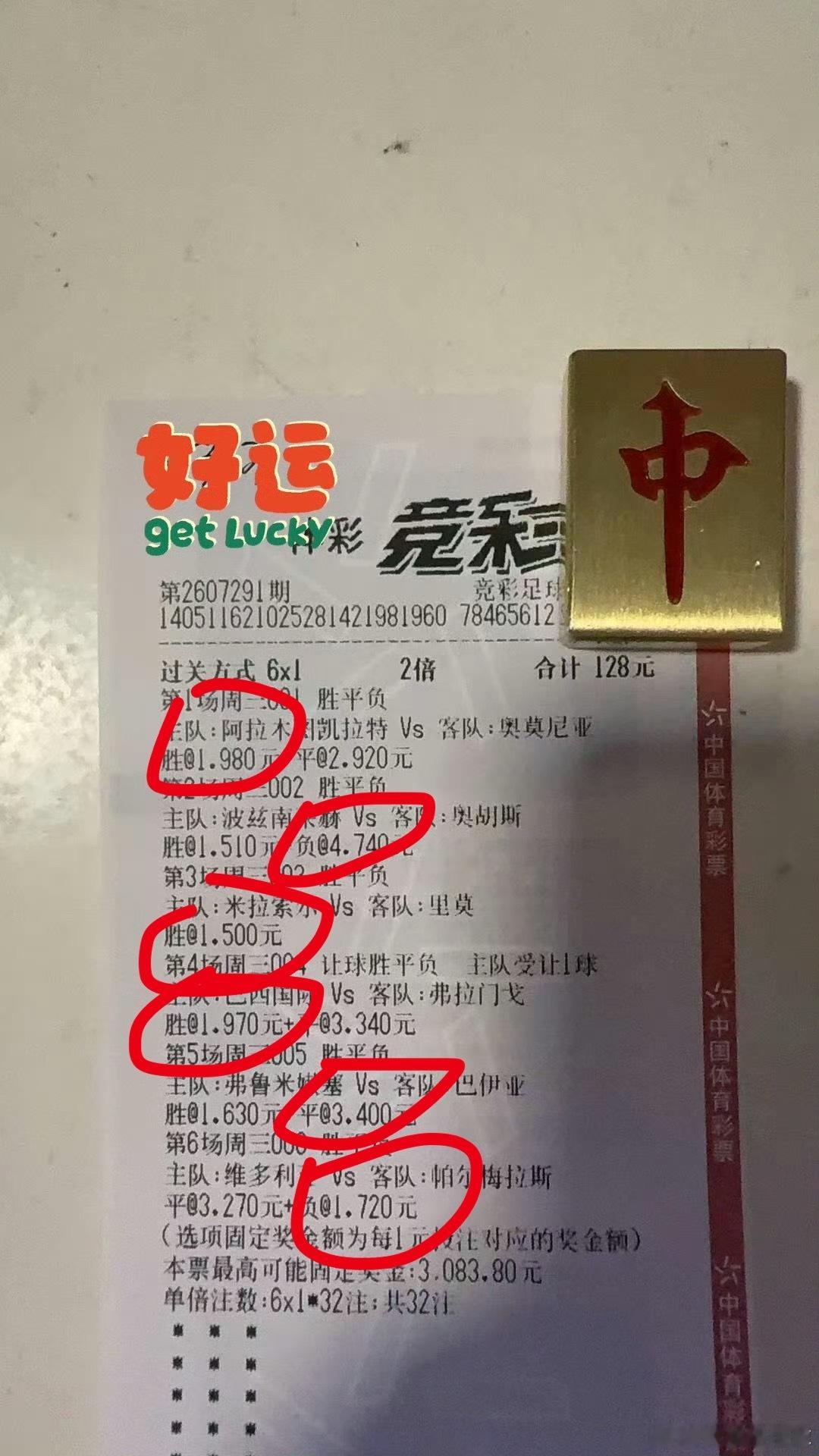 该冷的都防到了，可惜出了3个低赔，不然还是相当可观。竞彩足球彩票