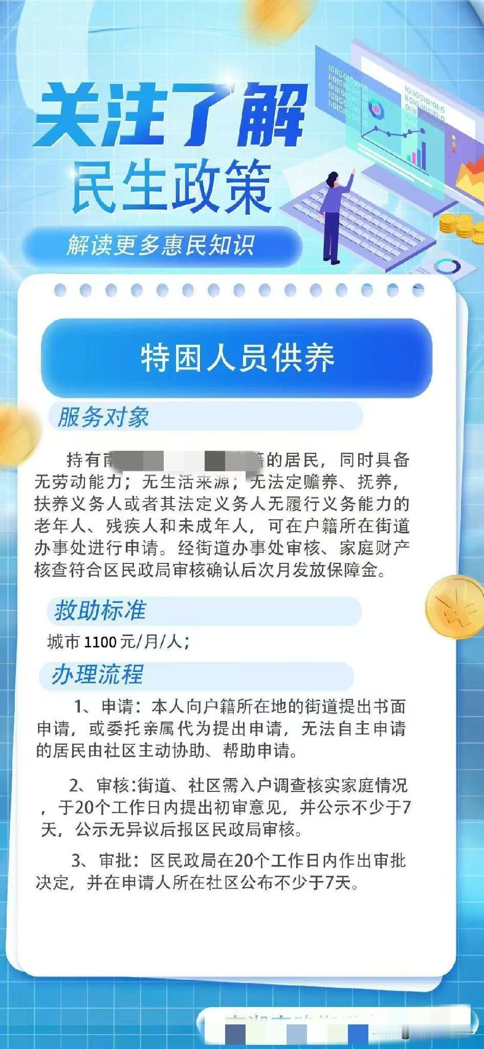 民生利好接连到！特困人员供养政策了解一下✨社区包户在群里推送惠民政策啦！这几天好