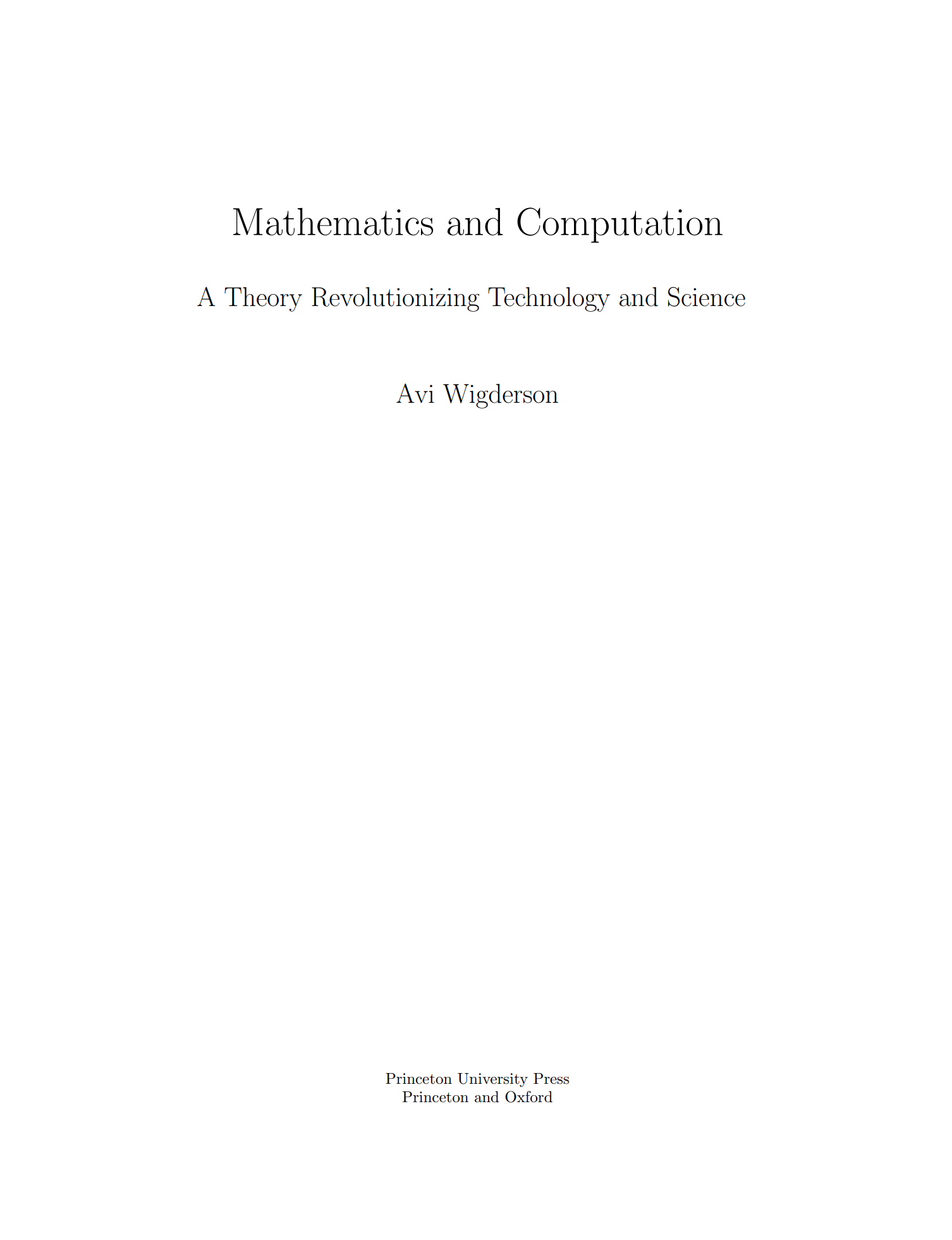 电子书《数学与计算》 (Mathematics and Computation)