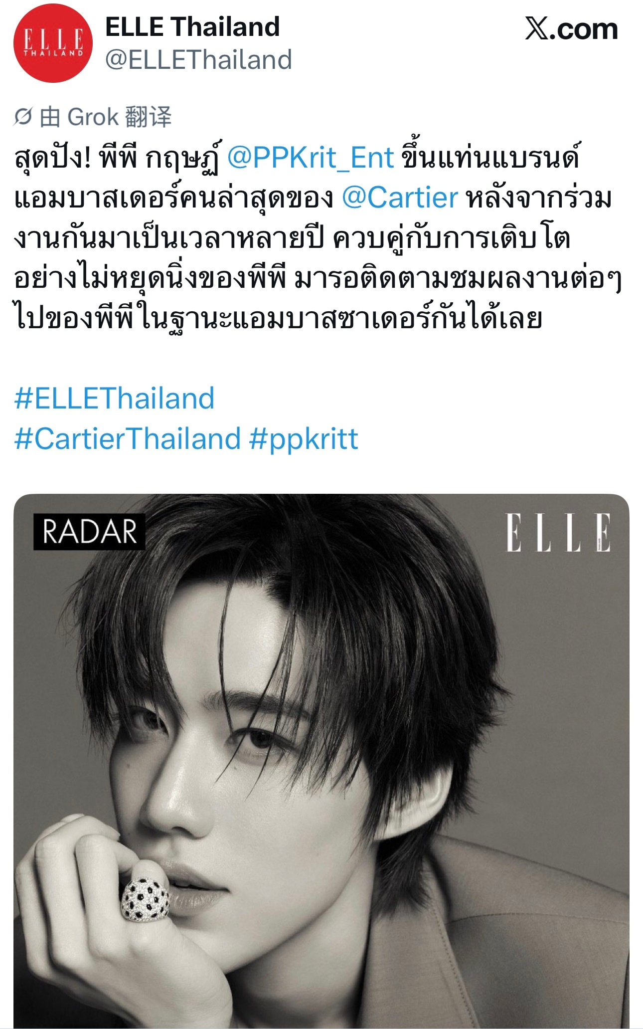 媒体稿件上N'PP的卡地亚title是卡地亚最新的Brand Ambassado