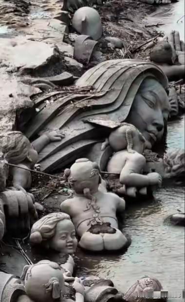 刷到重庆那个“长江之母”的雕塑，我鸡皮疙瘩都起来了，这真的不是在拍恐怖片现场吗？