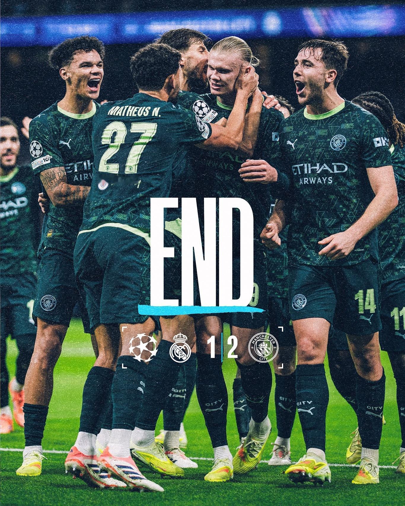 曼城官方发布的海报：We'll fight 'til the end ✊我们将战