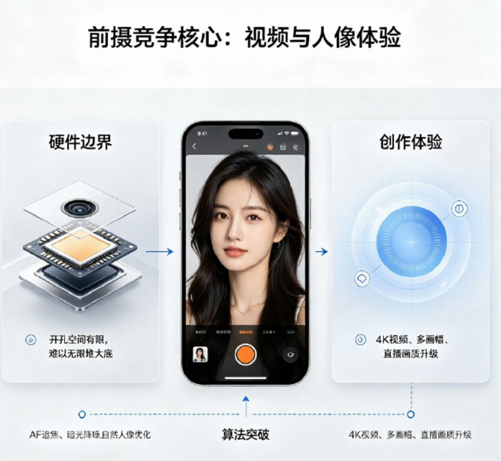 相比美颜，我更看重前摄原生画质与自然色彩。小开孔提升正面观感，构图辅助锦上添花。