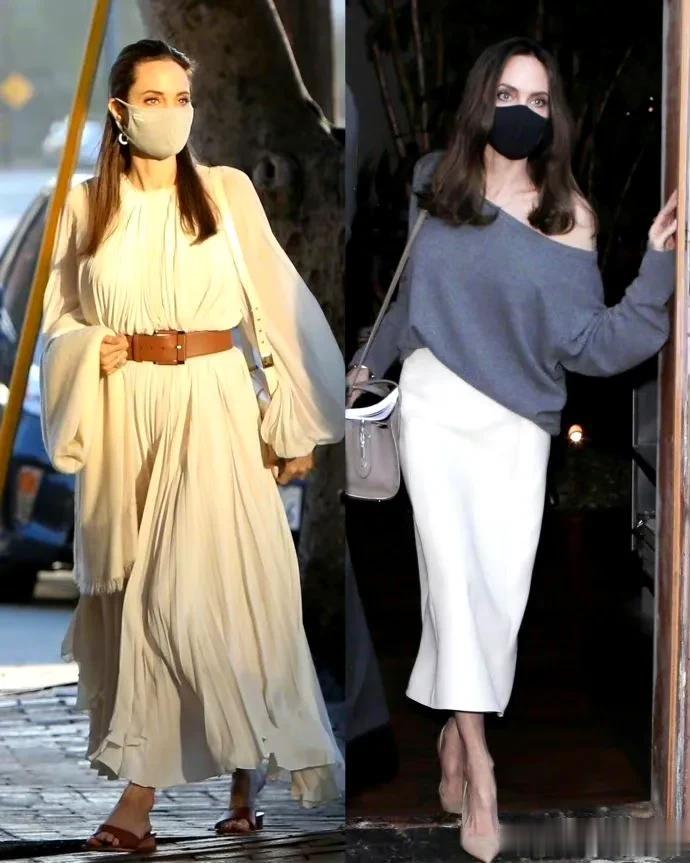 𝐀𝐧𝐠𝐞𝐥𝐢𝐧𝐚 𝐉𝐨𝐥𝐢𝐞 黑白灰穿搭合集，女神的日