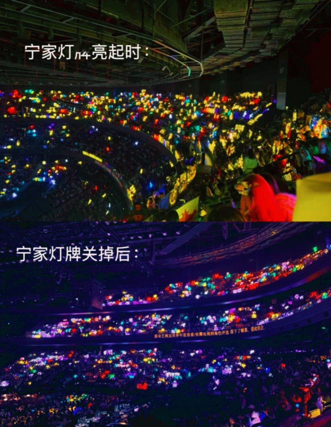 爱奇艺尖叫之夜，刘宇宁，邓为，檀健次，任嘉伦粉丝发的应援色照片。