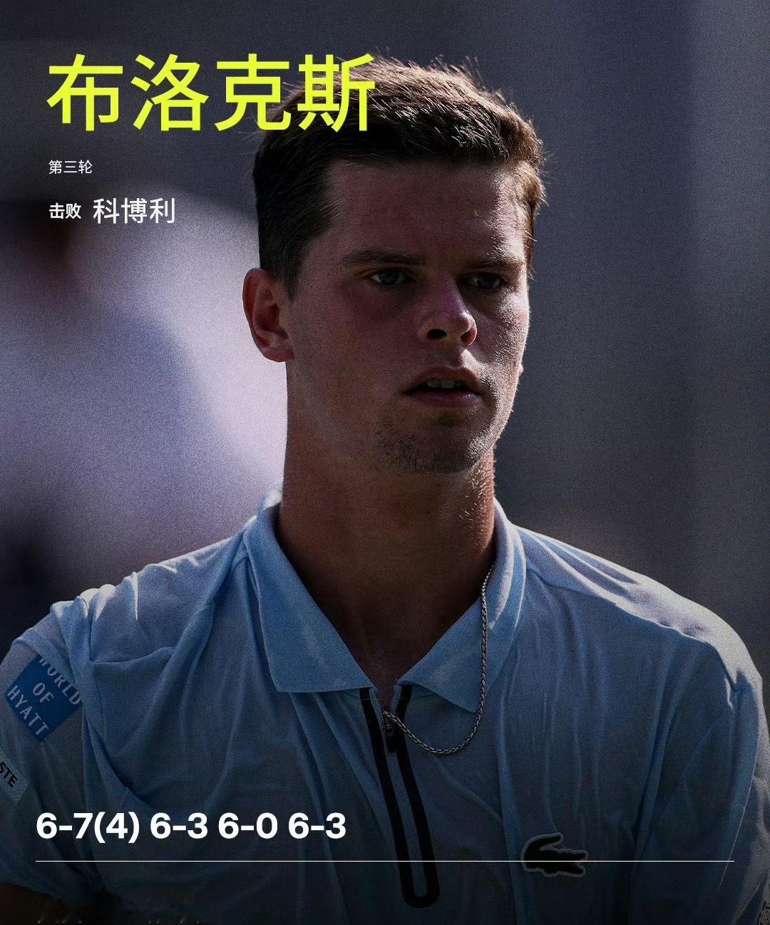 布洛克斯逆转科博利晋级布洛克斯晋级美网16强 美网2026男单第三轮，布洛克斯以