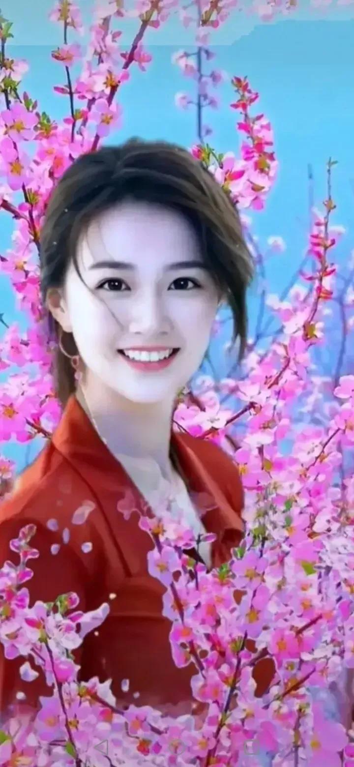 上联：桃花带露羞红脸，
下联：杏子迎风显秀颜。