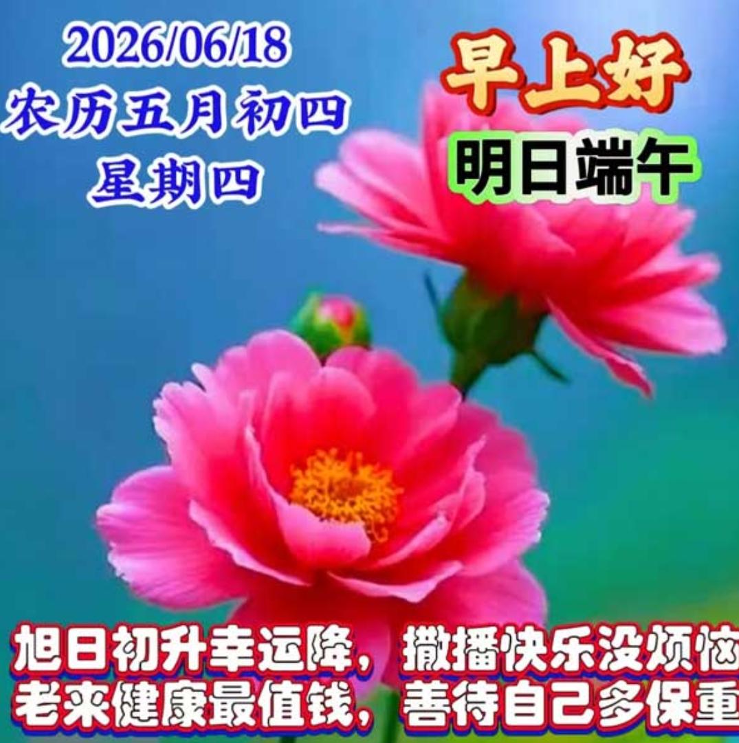 夏晨送吉祥，问候暖心房；
心意藏字里，诚意不曾忘；
祝福是心意，祝愿你日子；
越