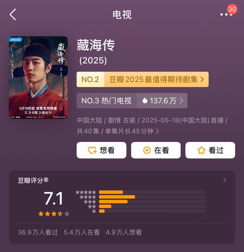 《莲花楼》和《藏海传》都号称自己是长尾效应电视剧，前者评分已经慢慢上涨到8.5分