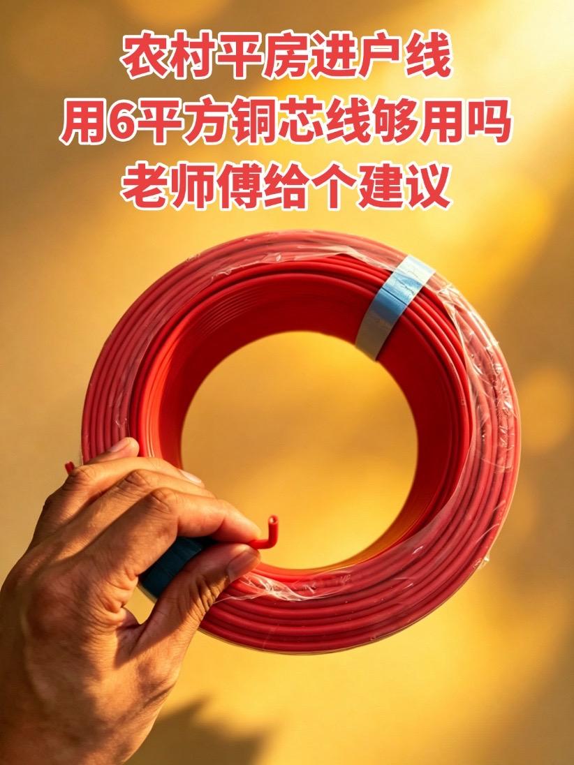 农村平房进户线用6平方铜芯线够用吗？老师傅给个建议！电工 电工知识