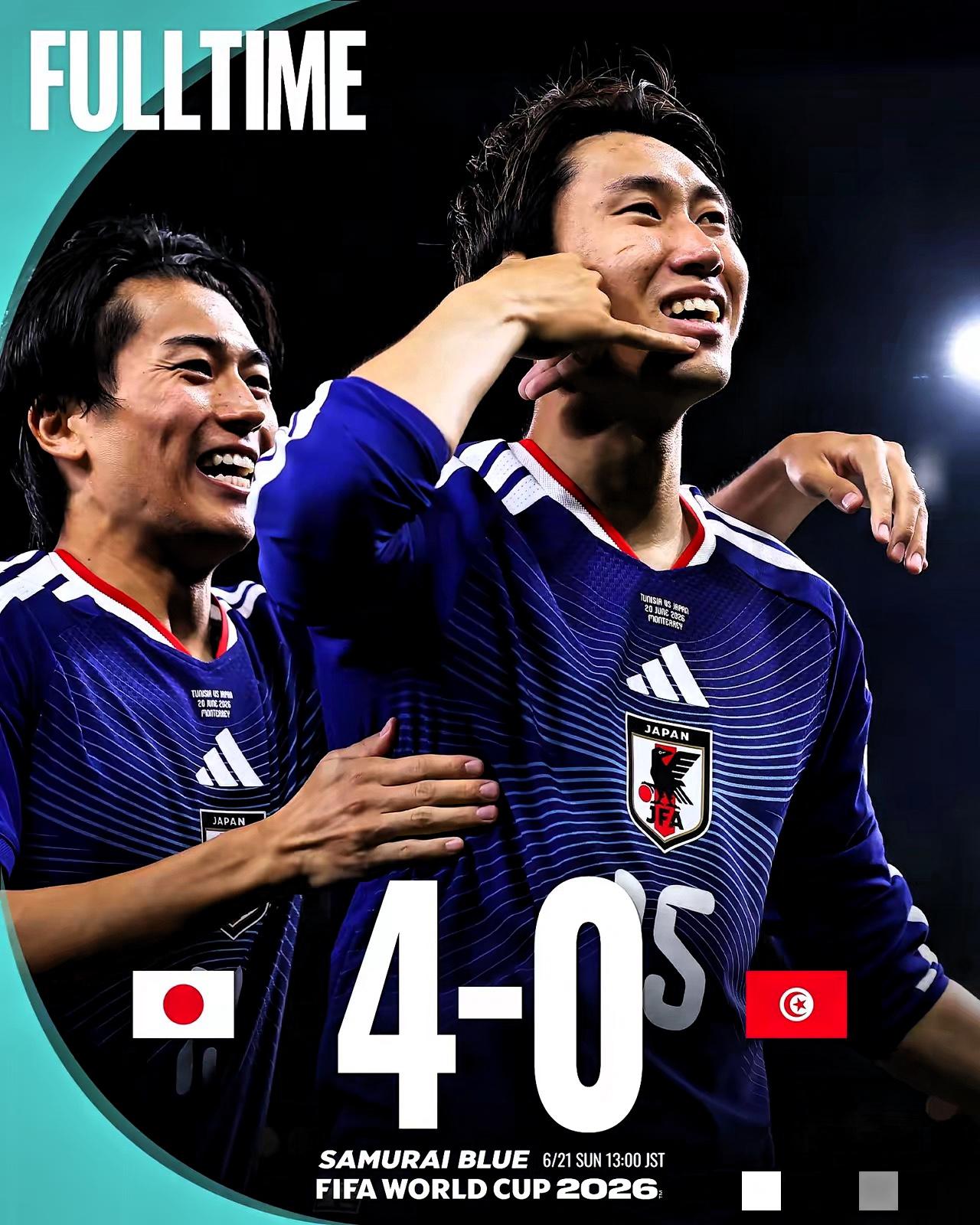黄健翔在日本队4-0领先突尼斯时，在社交平台发文：“日本足球已经达到这个境界了。