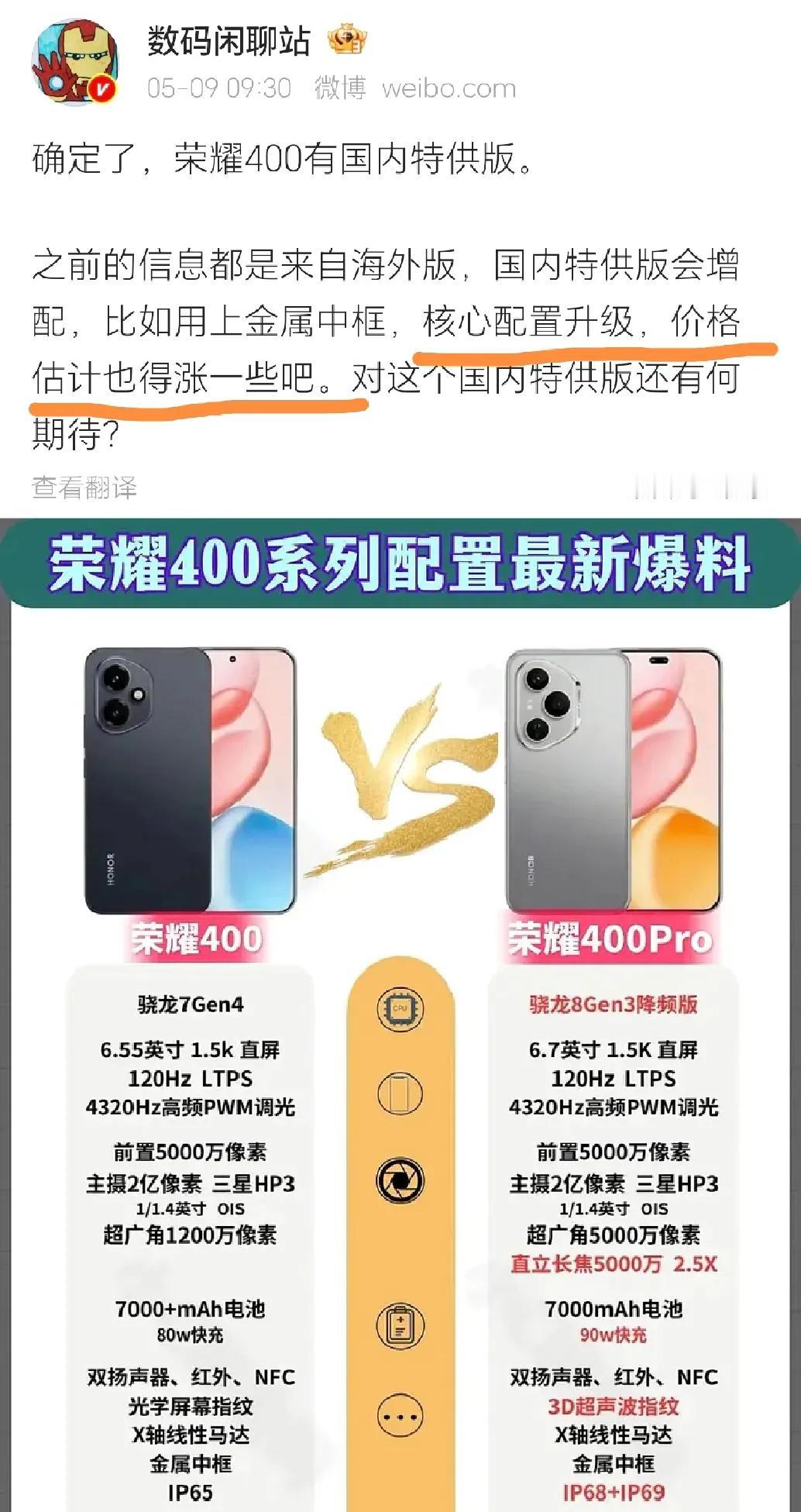 果不其然！荣耀400系列还是免不了涨价的命运[捂脸]为了满足国内消费者的迫切需求