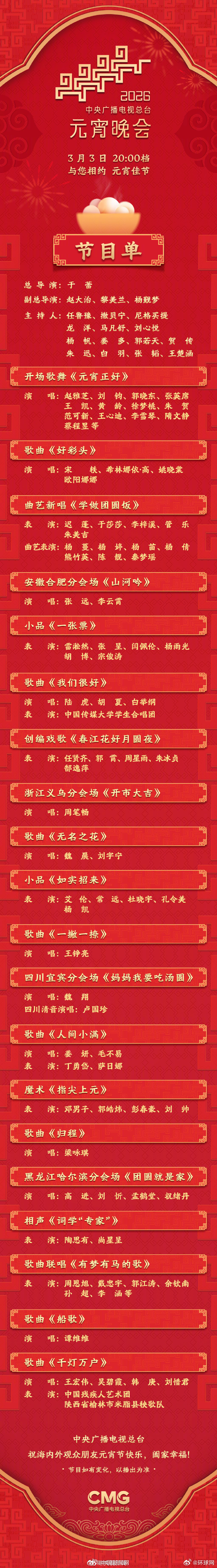 【#元宵晚会你最期待的节目#】今天是元宵节，多台元宵晚会今晚上演，你最期待谁的表