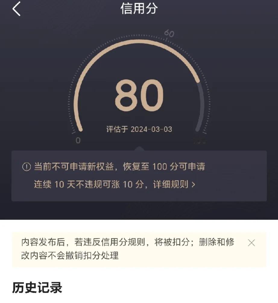 这个信用分还是挺重要的，大家千万要注意！自从被扣了20分的信用分，就没啥阅读量了