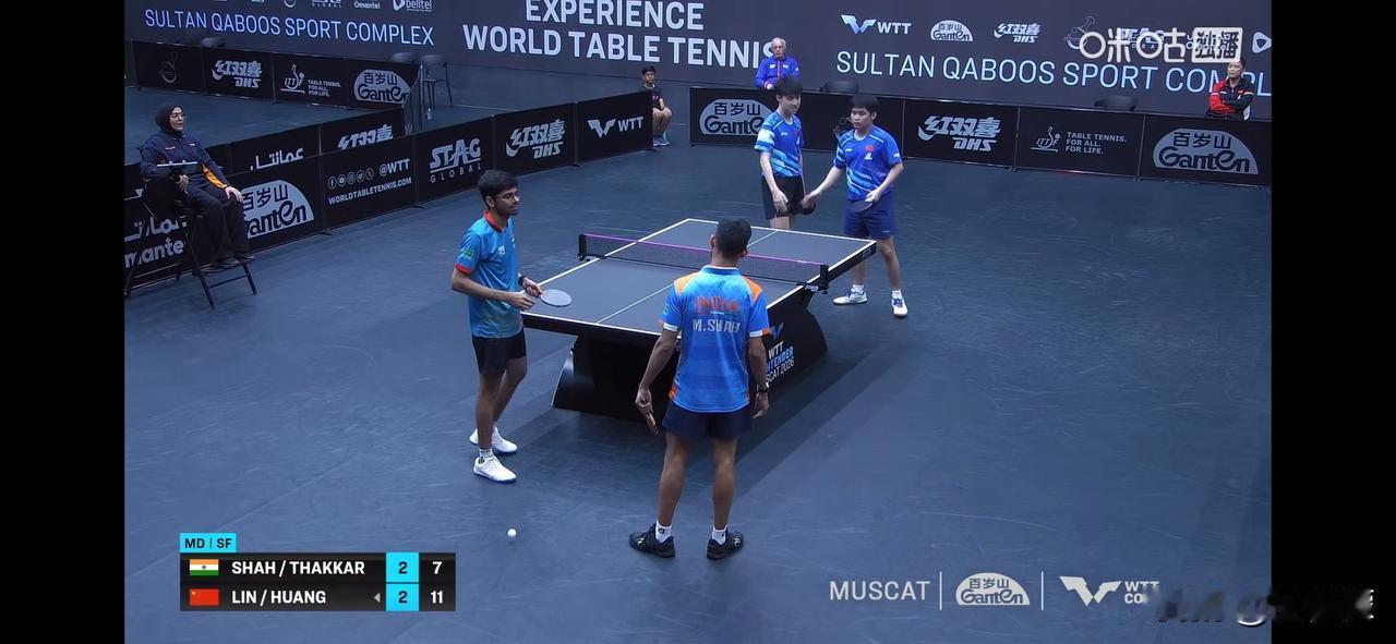 男双半决赛：
林诗栋/黄友政🇨🇳3-2塔卡/玛纳什·沙🇮🇳【8-11，1