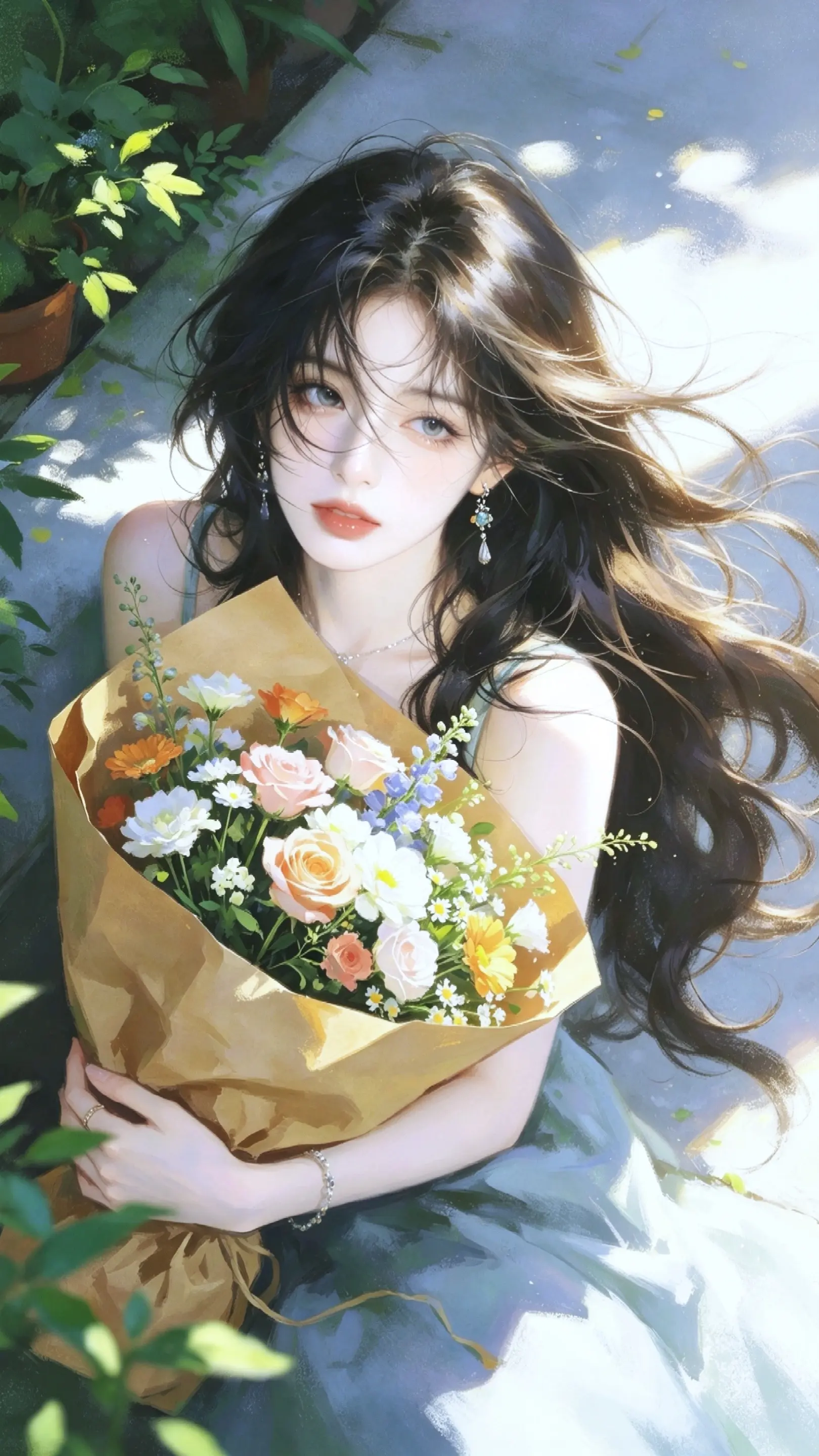 AI去水印写真集 ai创作 少女花艺 氛围感鲜花壁纸 花系氛围感