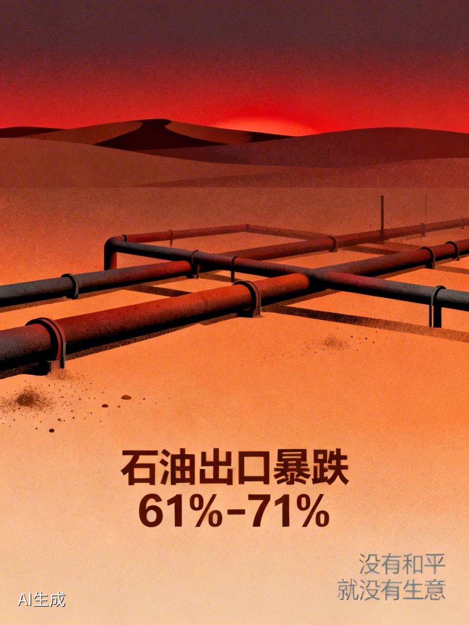 霸权给世界带来灾难，中东石油出口暴跌61%-71%，再次印证了“没有和平就没有生