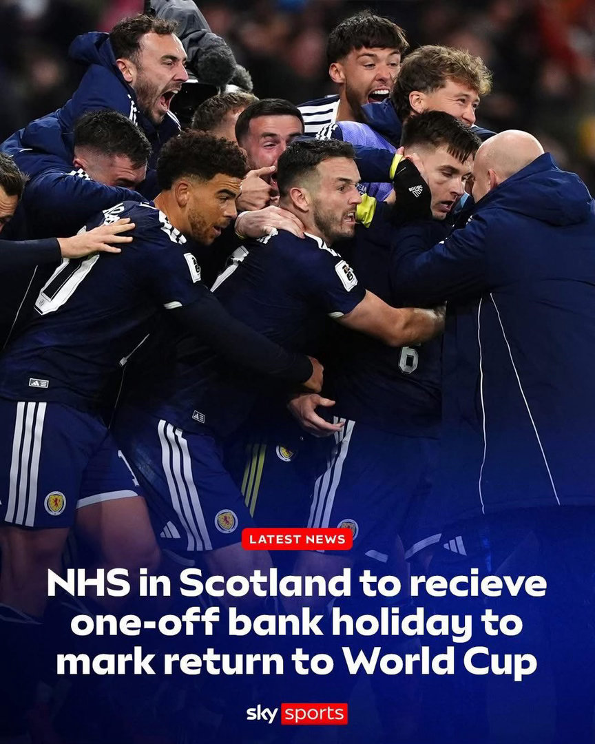 🚨蘇格蘭政府宣布，為慶祝蘇格蘭自1998年以來首次重返世界杯，英國國民醫療服務